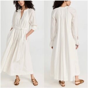 Free People Charlie Maxi Dress White Pockets Slit Tie Trendy